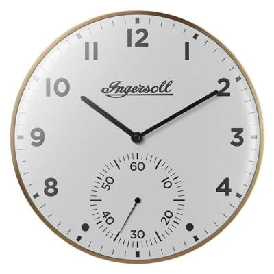 Afbeelding van Ingersoll 1892, Klok, IC003GW Wandklok met kleine seconde in retro look 30 cm (30 cm)