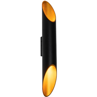 Afbeelding van QAZQA Moderne wandlamp zwart met gouden binnenkant 5,6 cm Organo