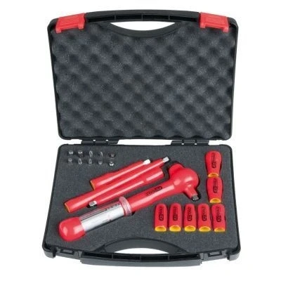 Afbeelding van KS Tools, Dopsleutel + dopmoer, 1/4 inch doppenset met geïsoleerd gereedschap, 21 stuks.
