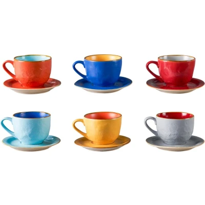 Afbeelding van Vivi Oggi Gekleurde Koffiekopjes met schotel set van 6 1 of