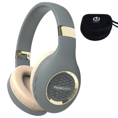 Afbeelding van PowerLocus Draadloze Bluetooth hoofdtelefoon, hoofdtelefoon met geïntegreerde microfoon, lage frequenties, stereo, hifi, comfortabele oorbeschermers voor online lessen, mobiele telefoons, tablets, pc,