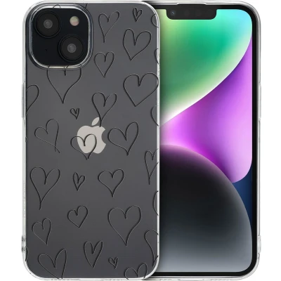Afbeelding van iMoshion hoesje Geschikt voor iPhone 14 Siliconen Design Meerkleurig / Hearts