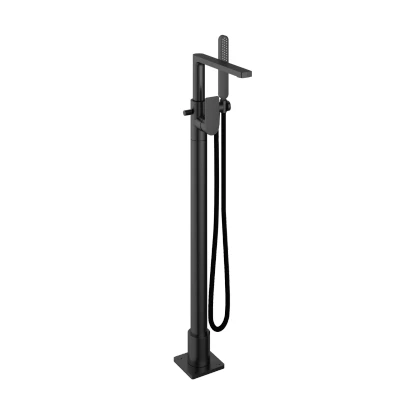 Afbeelding van HotBath Gal Badmengkraan met draaibare uitloop vloermontage Geborsteld Gunmetal PVD GL077BGP