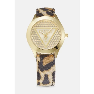Afbeelding van Guess Glitz Plaque Horloge goldcoloured/brown, Dames, Maat: One Size, Gold coloured/brown