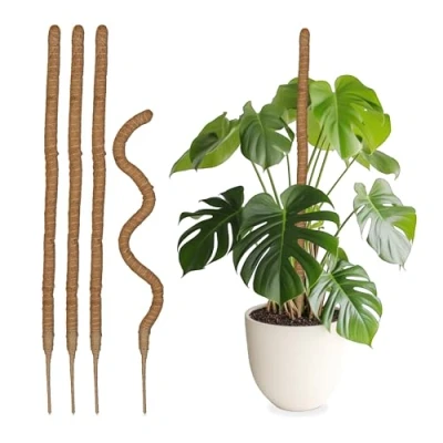 Afbeelding van Relaxdays mosstokken set van 5 kokos plantenstokken mospalen 90 cm flexibel