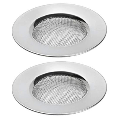 Afbeelding van TRIXES Set van 2 douchefilters, stopgat voor badkamer of keukenspoelbak, roestvrij staal, buitendiameter 7,6 cm