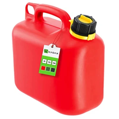 Afbeelding van KADAX brandstofjerrycan, brandstofjerrycan met trechter, reservejerrycan voor benzine, diesel en andere gevaarlijke goederen, kunststof jerrycan, reservejerrycan, 6 liter