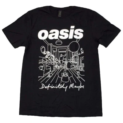 Afbeelding van Rock Off officially licensed products Oasis Definitely Maybe Line Drawing T shirt, zwart.