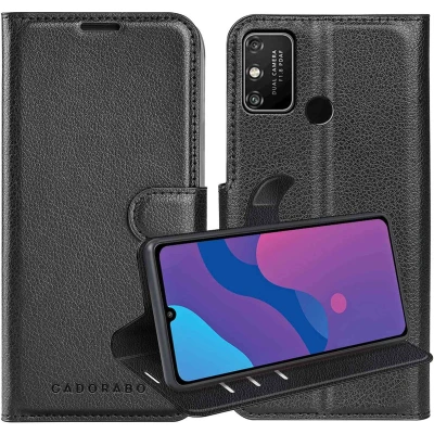 Afbeelding van Cadorabo Hoesje geschikt voor Honor PLAY 9A in PHANTOM ZWART Beschermhoes met magnetische sluiting, standfunctie en kaartvakje Book Case Cover Etui
