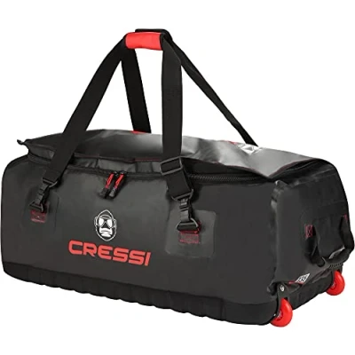 Afbeelding van Cressi Gorilla Pro Bag with Whellls Multifunctionele tas met een inhoud van 135 l, ideaal voor sport of reizen, uniseks, zwart/rood logo, LT