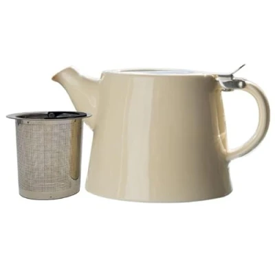 Afbeelding van McEntee&#039;s Cara Keramische theepot Crème 510 ml (1 2 kopjes) met afneembare roestvrijstalen infuser