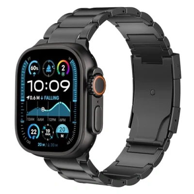 Afbeelding van MoKo Titanium armband compatibel met Apple Watch Ultra 2 49 mm 45 44 42 mm, reservearmband van metaal vouwgesp voor iWatch SE Series 9 8 7 6 5 4 3 1