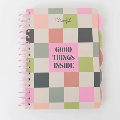 Image de Mr. Wonderful Carnet A5 avec intercalaires Couverture rigide Reliure spirale Good Things inside 160 pages quadrillées