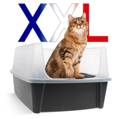 Afbeelding van Iris Ohyama, XL kattenbak voor volwassen katten, grijs, hoge bak, afneembare zijkanten, lekvrij, gemakkelijk te reinigen, twee dieren, BPA vrij, CLH
