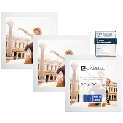Afbeelding van CABBEL Set van 3 fotolijsten, mdf lijst met onbreekbaar / modern plexiglas, wit, 30 x cm