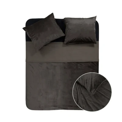Afbeelding van Dekbedovertrek Velvet Piping 140x200/220 cm, Kleur: Taupe Microvezel Effen ZwartTaupeGrijsRoze Sleeptime Ga naar Dekbed Discounter.nl &amp;