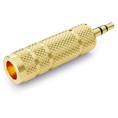 Afbeelding van deleyCON Jack Adapter [1 stuk] 3,5 mm naar 6,35 Stereo Audio Koppeling Voor Mobiele Telefoon Smartphone Tablet PC Notebook Computer Ontvanger HiFi Versterker Home Theater TRS