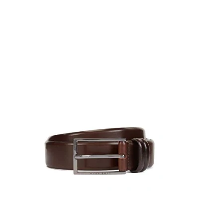 Image de BOSS Hommes Carmello Ceinture en cuir au tannage végétal avec détail métal couleur acier