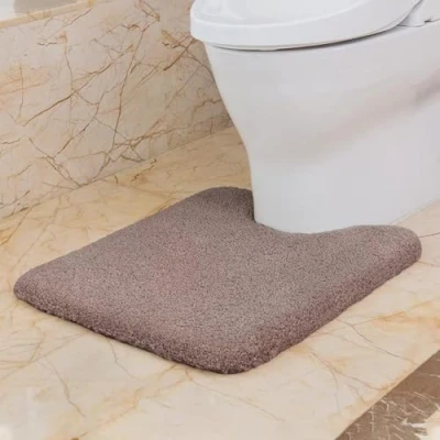 Afbeelding van WC mat, antislip, dik, absorberend, badkamermat, ultrazacht, van microvezel, sneldrogend, machinewasbaar, 50 x 60 cm (taupe)