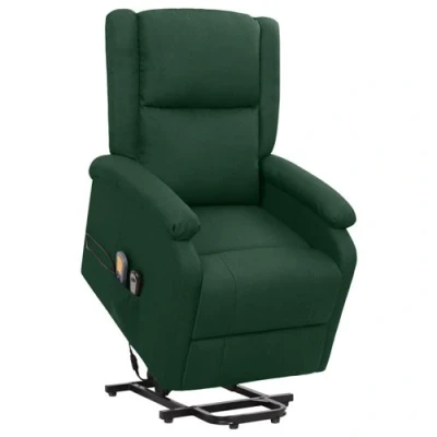 Image de vidaXL Fauteuil de massage Vert foncé Tissu