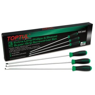 Afbeelding van TOPTUL GAAE0306 Schroevendraaierset 3 Kunststof Gesplitst, Kruisgleuf (PH) SL5.5, SL6.5, PH2 Display (karton)