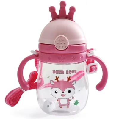 Afbeelding van Alled Leren beker voor baby&#039;s, siliconen babywaterfles kinderen vanaf 6 maanden, rietjesbeker kinderen, lekvrij, babybeker met trekkoord, 300 ml
