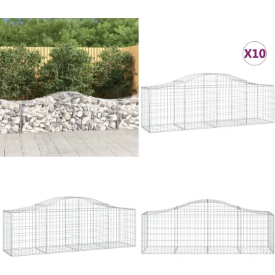 Afbeelding van VidaXL Schanskorven 10 st gewelfd 200x50x60/80 cm gegalvaniseerd ijzer