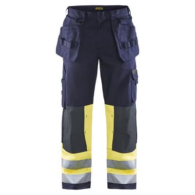 Image de Pantalon artisan multinormes marine/jaune fluorescent