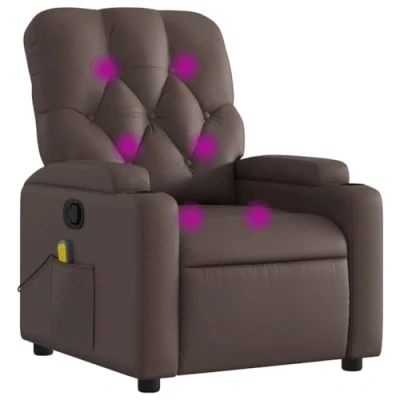 Image de vidaXL Fauteuil de massage inclinable Marron Similicuir374142
