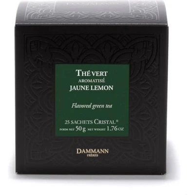 Afbeelding van Dammann Frères Jaune Lemon 25 cristal zakjes Groene thee met Gember en limoen composteerbare theezakjes