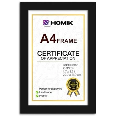 Afbeelding van HOMIK A4 fotolijst met acryl veiligheidsglas, decoratieve fotolijst, ideaal om cadeau te geven en aan de muur hangen