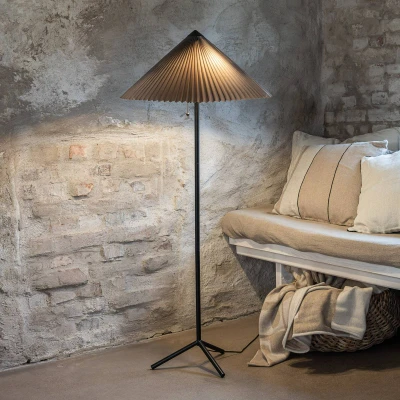 Afbeelding van Plisado vloerlamp, grijs, ijzer/stof, hoogte 140 cm