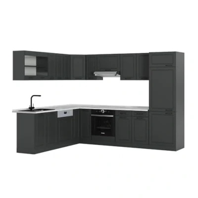 Afbeelding van Vicco Hoekkeuken R Line, Antraciet landhuis/antraciet, 227 x 287 cm , WB Marmer