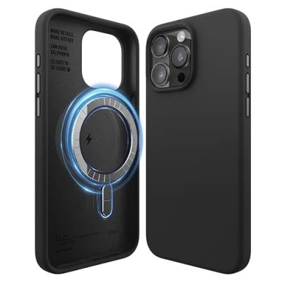 Afbeelding van elago Magnetische siliconen hoes, compatibel met iPhone 15 Pro Max, alle MagSafe accessoires, ingebouwde magneten, hoogwaardige siliconen, volledige bescherming