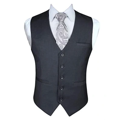 Afbeelding van Enlision Herenvest, effen, smoking, met zakken, XS tot 4XL, grijs.
