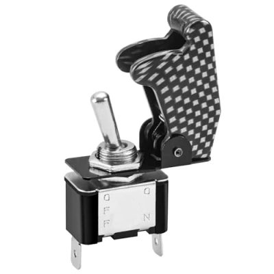 Afbeelding van Heschen Metalen tuimelschakelaar Flick Flip, 12 V 20 A, SPST, aan/uit 2 posities, polig, met waterdichte dop (zwart)