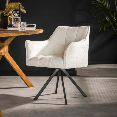 Afbeelding van Ramon draaibare eetkamerstoel boucle wit