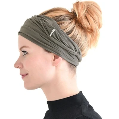 Afbeelding van CHARM Elastische bandana voor heren, Japanse hoofdband, dames, lang haar, dreads, wikkeling, houtskoolgrijs