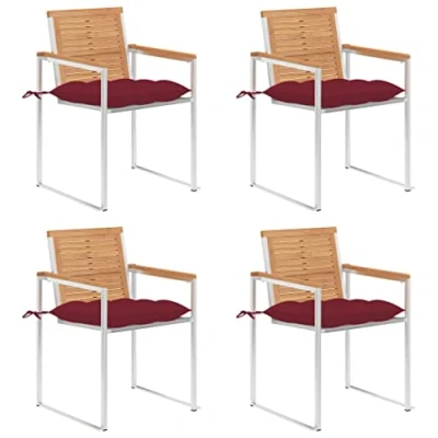 Afbeelding van vidaXL Tuinstoelen 4 st met kussens massief teakhout