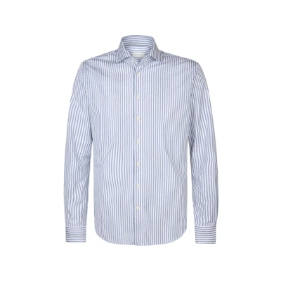 Afbeelding van Profuomo Overhemd Streep Blauw maat 39 Heren Overhemden Casual met Slim fit Pasvorm Katoen