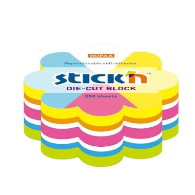 Afbeelding van Stick&#039;n Kubus memoblok bloemvormig verschillende kleuren 70x70mm, 250 sticky notes