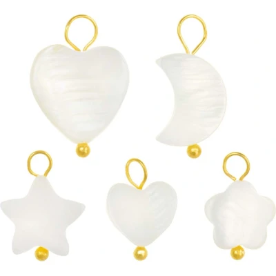 Afbeelding van Schelp Bedel Mix (13 16.5 x 8 12.5 2.5 3 mm) White Goud (25 Stuks) Dreambeads