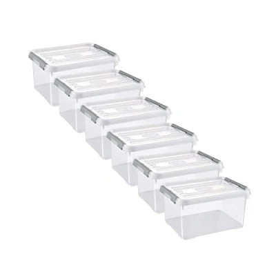 Afbeelding van Curver Handy+ Opbergbox 15L 6 stuks Transparant met deksel