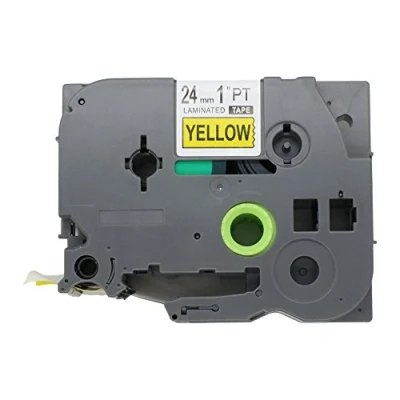 Afbeelding van BROVACS Labeltape zwart op geel compatibel met Brother P Touch TZ 651 TZe 24 mm OPA1165