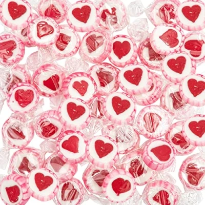 Afbeelding van WeddingTree hartbonbons roze 500 g rocks bonbons handgewikkelde snoepgoed bulk tafeldecoratie voor bruiloft doop Valentijnsdag Moederdag communie