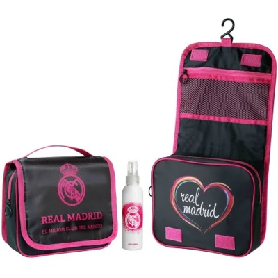 Afbeelding van Real Madrid Toiletry Bag For Women toilettasje met kindereau de toilette spray 150 ml