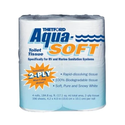 Afbeelding van Thetford 03300 Aqua Soft toiletpapier, 2 lagen, 4 rollen