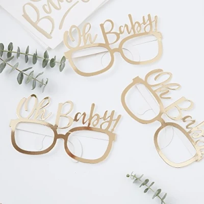 Afbeelding van Papieren brillen Oh Baby goud (8 stuks)