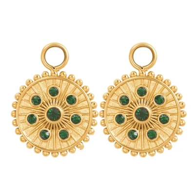 Afbeelding van Midnight Emerald iXXXi Hoop Charms Gold