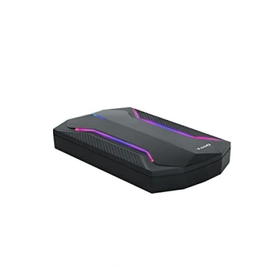 Afbeelding van TooQ TQE 2599RGB behuizing voor 2,5 inch HDD/SSD harde schijven (SATA I/II/III tot 9,5 mm hoog, USB 3.0), lees /schrijf led display, zwart met rood, groen en blauw, 71 g